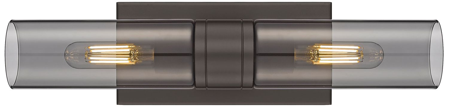 Image 2 Boreas 18"H Oil-Rubbed Bronze 2-Light Sconce w/ Smoke Glass more views
