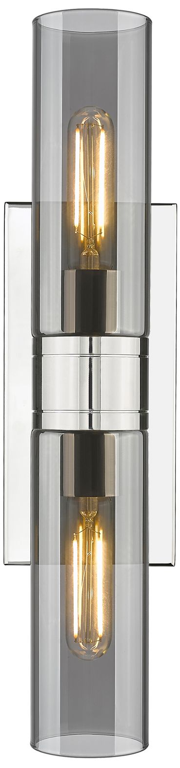 Boreas 18"H Polished Nickel Smoke Glass 2-Light Wall Sconce