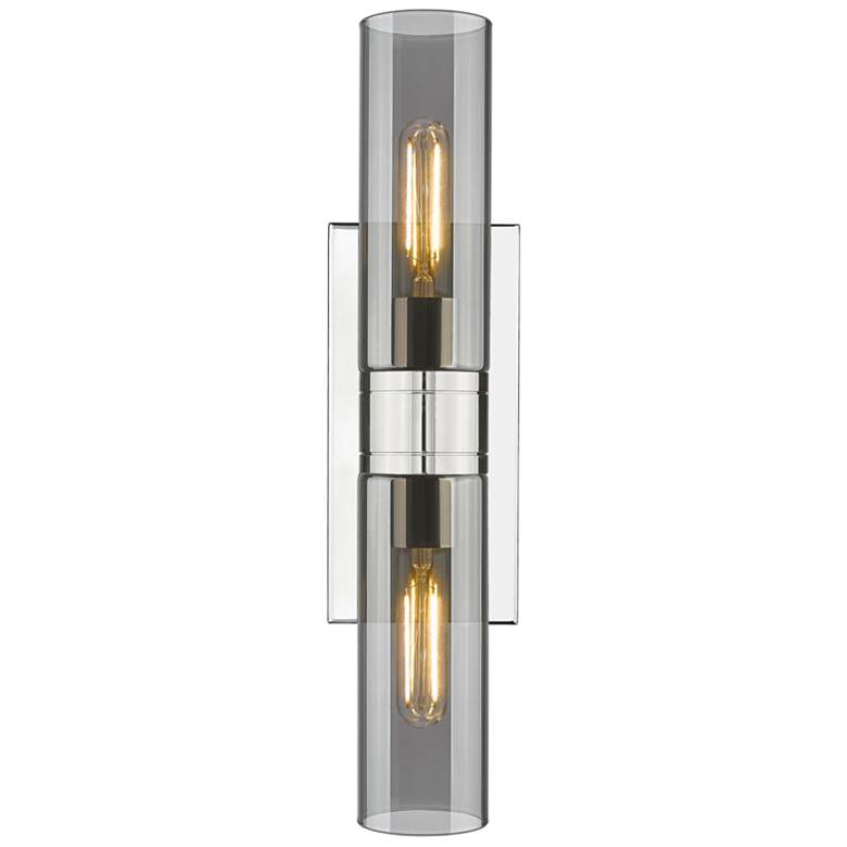 Image 1 Boreas 18"H Polished Nickel Smoke Glass 2-Light Wall Sconce