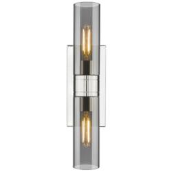 Boreas 18"H Polished Nickel Smoke Glass 2-Light Wall Sconce