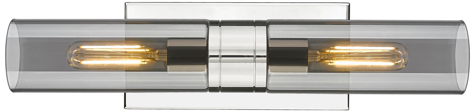 Image 2 Boreas 18"H Polished Nickel Smoke Glass 2-Light Wall Sconce more views