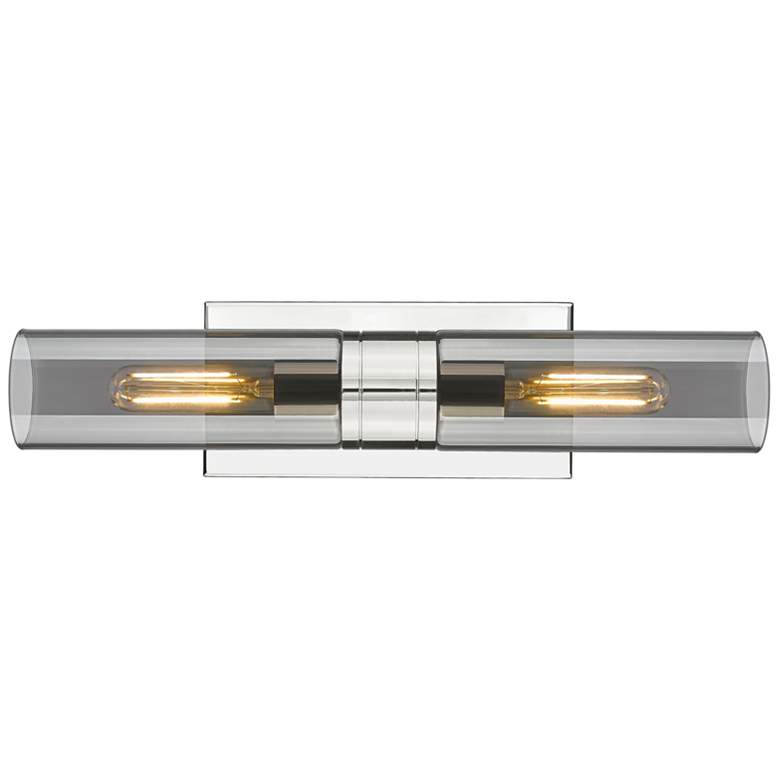 Image 2 Boreas 18"H Polished Nickel Smoke Glass 2-Light Wall Sconce more views