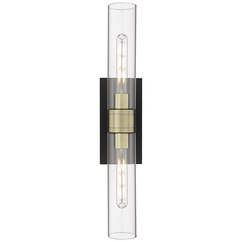 Image 1 Boreas 24" High Black and Antique Brass 2-Light Wall Sconce