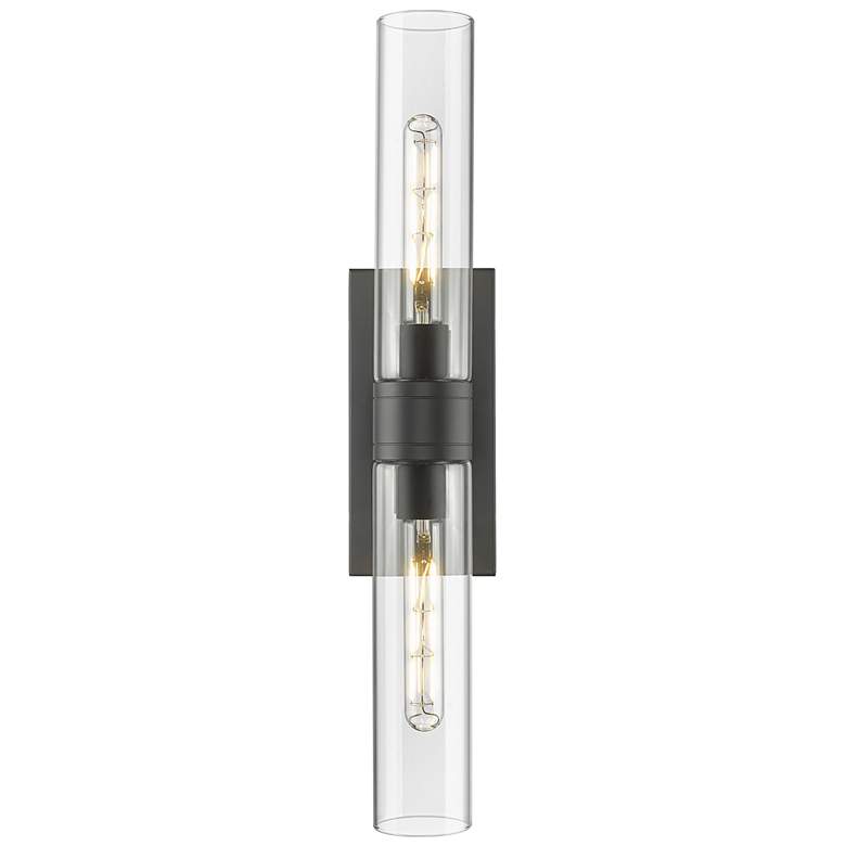 Image 1 Boreas 24" High Matte Black 2-Light Sconce w/ Clear Glass