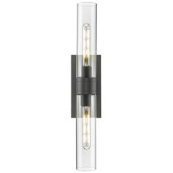 Boreas 24" High Matte Black 2-Light Sconce w/ Clear Glass