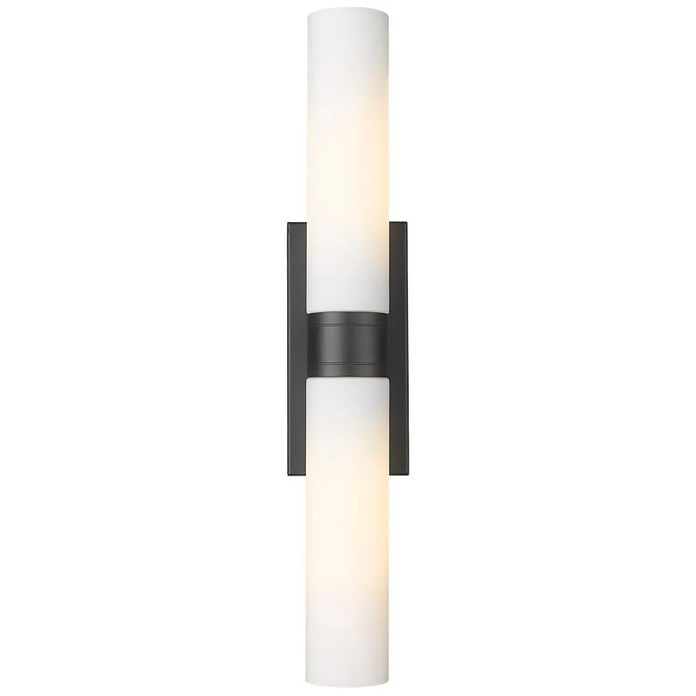 Image 1 Boreas 24" High Matte Black 2-Light Sconce w/ White Glass