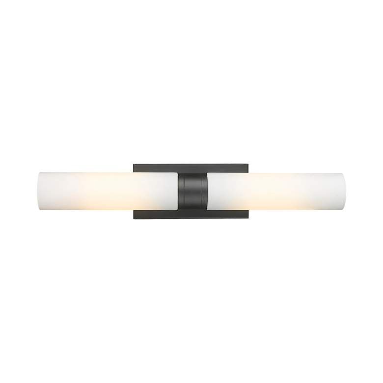 Image 2 Boreas 24" High Matte Black 2-Light Sconce w/ White Glass more views