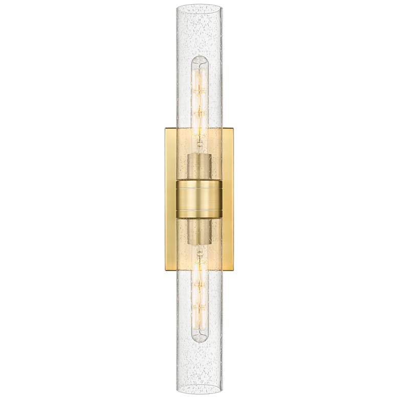 Image 1 Boreas 24" High Satin Gold 2-Light Sconce with Seedy Glass