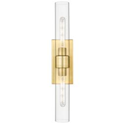 Boreas 24" High Satin Gold Clear Glass 2-Light Wall Sconce