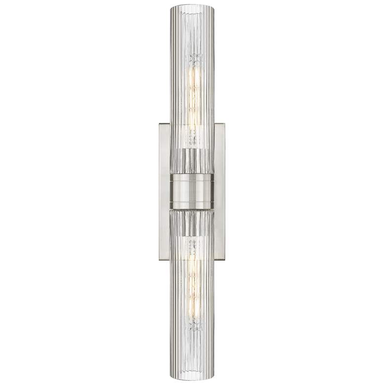 Image 1 Boreas 24" High Satin Nickel 2-Light Sconce w/ Striped Glass
