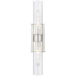 Boreas 24" High Satin Nickel Clear Glass 2-Light Wall Sconce