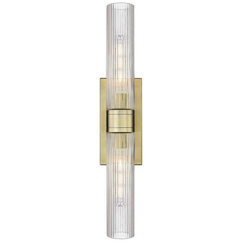Image 1 Boreas 24"H Antique Brass 2-Light Sconce with Striped Glass