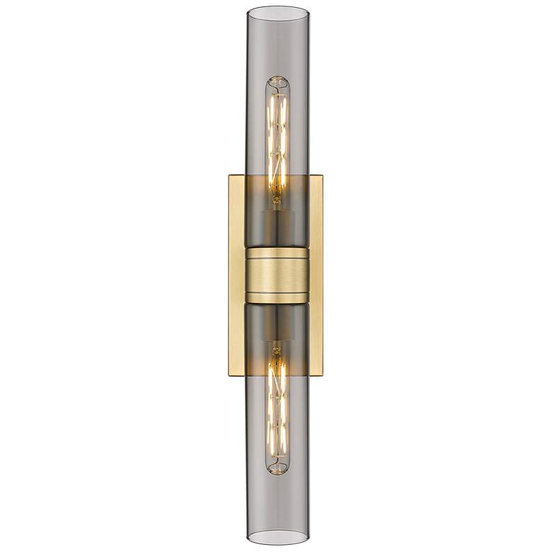 Image 1 Boreas 24"H Brushed Brass with Smoke Glass 2-Light Sconce
