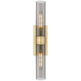 Boreas 24"H Brushed Brass with Smoke Glass 2-Light Sconce Boreas 24"H Brushed Brass with Smoke Glass 2-Light Sconce