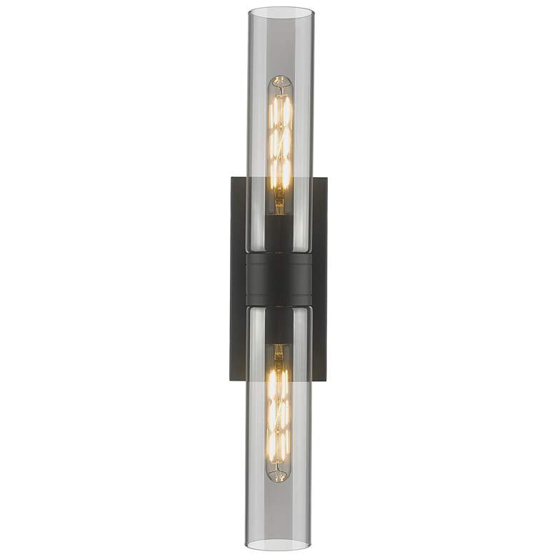 Image 1 Boreas 24"H Matte Black 2-Light Wall Sconce with Smoke Glass