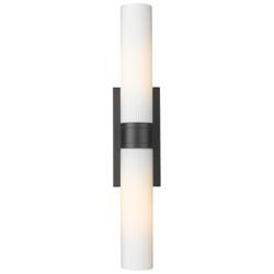 Boreas 24"H Matte Black and Striped White Glass 2-Light Sconce