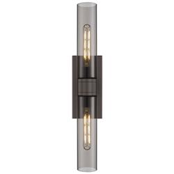 Boreas 24"H Oil-Rubbed Bronze Wall Sconce with Smoke Glass