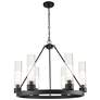 Boreas 29"W 6 Light Black Chandelier With 11" Striped Clear Shade