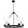 Boreas 29"W 6 Light Black Chandelier With 11" Striped White Shade