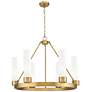 Boreas 29"W 6 Light Brass Chandelier w/ 11" Striped White Shade