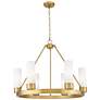 Boreas 29"W 6 Light Brushed Brass Chandelier w/ 8" Striped White Shade