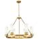 Boreas 29"W 6 Light Brushed Brass Chandelier w/ 8" Striped White Shade