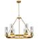Boreas 29"W 6 Light Brushed Brass Chandelier With 8" Light Smoke Shade
