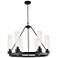 Boreas 29"W 6 Light Matte Black Chandelier With 11" Deco Swirl Shade