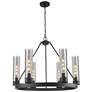 Boreas 29"W 6 Light Matte Black Chandelier With 11" Light Smoke Shade