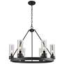 Boreas 29"W 6 Light Matte Black Chandelier With 8" Light Smoke Shade