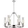 Boreas 29"W 6 Light Nickel Chandelier With 11" Smoke Shade