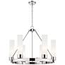 Boreas 29"W 6 Light Nickel Chandelier With 11" Striped White Shade