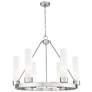 Boreas 29"W 6 Light Satin Nickel Chandelier w/ 11" Striped White Shade