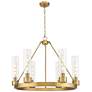 Boreas 29" Wide 6 Light Brushed Brass Chandelier With 11" Clear Shade