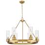 Boreas 29" Wide 6 Light Brushed Brass Chandelier With 8" Seedy Shade