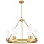 Boreas 29" Wide 6 Light Brushed Brass Chandelier With 8" White Shade