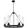 Boreas 29" Wide 6 Light Matte Black Chandelier With 11" Seedy Shade