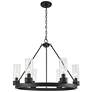 Boreas 29" Wide 6 Light Matte Black Chandelier With 8" Seedy Shade