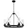 Boreas 29" Wide 6 Light Matte Black Chandelier With 8" Seedy Shade
