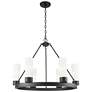 Boreas 29" Wide 6 Light Matte Black Chandelier With 8" White Shade