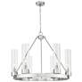 Boreas 29" Wide 6 Light Satin Nickel Chandelier With 11" Clear Shade