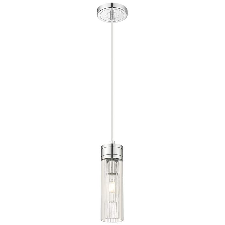 Image 1 Boreas 3"W Polished Chrome Mini Pendant w/ Striped Clear Shade