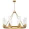 Boreas 36"W 6 Light Brass Chandelier w/ 11" Striped Clear Shade