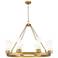 Boreas 36"W 6 Light Brushed Brass Chandelier w/ 8" Striped White Shade
