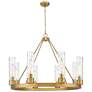 Boreas 36"W 6 Light Brushed Brass Chandelier With 11" Deco Swirl Shade
