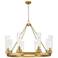 Boreas 36"W 6 Light Brushed Brass Chandelier With 11" Deco Swirl Shade