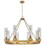Boreas 36"W 6 Light Brushed Brass Chandelier With 11" Smoke Shade