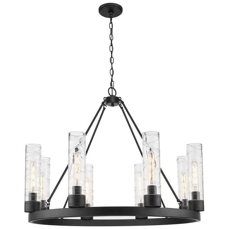 Image 1 Boreas 36"W 6 Light Matte Black Chandelier With 11" Deco Swirl Shade