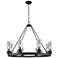 Boreas 36"W 6 Light Matte Black Chandelier With 8" Light Smoke Shade