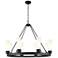 Boreas 36"W 6 Light Matte Black Chandelier With 8" Striped White Shade
